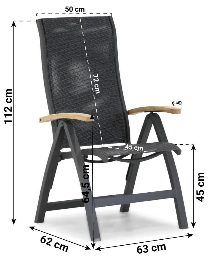 Tuinset Ronde Tuintafel 4 personen 120 cm Aluminium/Textileen /Teak/textileen/Aluminium/teak/Aluminium/textileen Grijs  Presto Tarenta