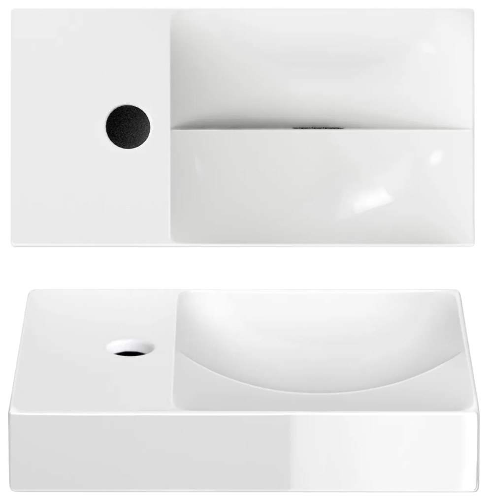 Clou Vale keramische fontein 38cm met kraangat links wit glans