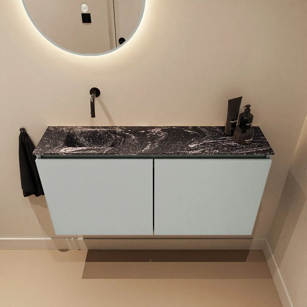 Mondiaz Ture DLux toiletmeubel 100cm greey met wastafel lava links zonder kraangat