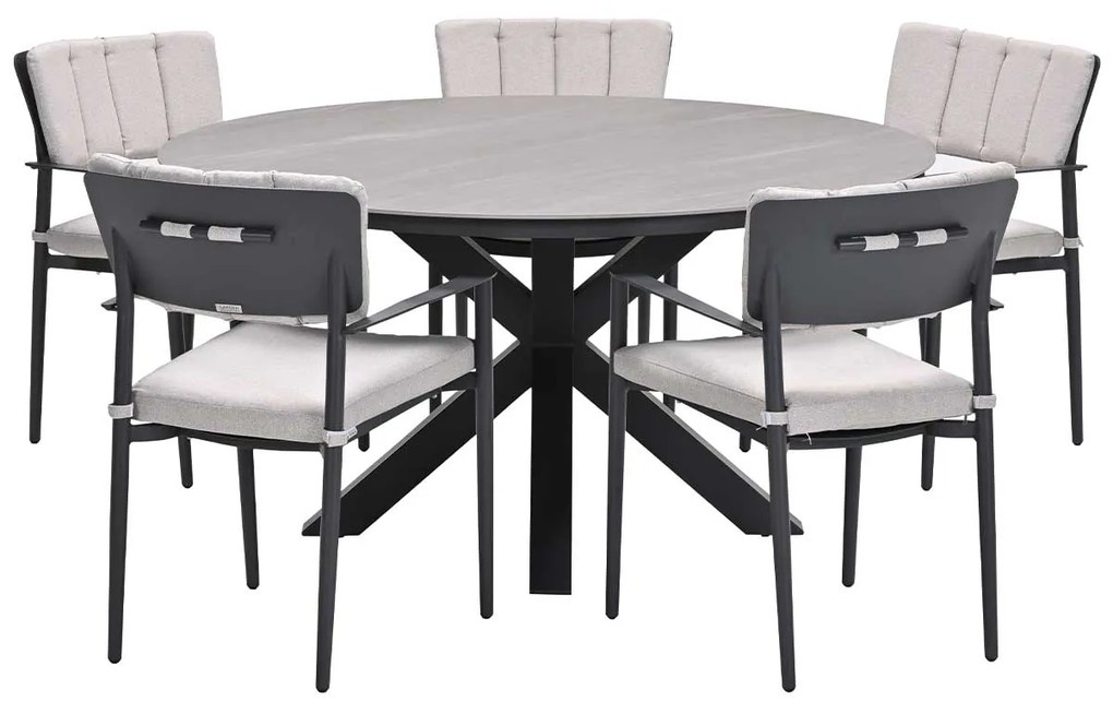 Garden Impressions Dane tuinset 6-delig - Duuk tuintafel Ø150 cm