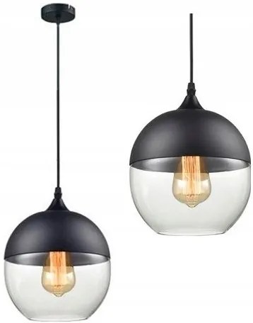 Hangende glazen plafondlamp Zenit A Zwart