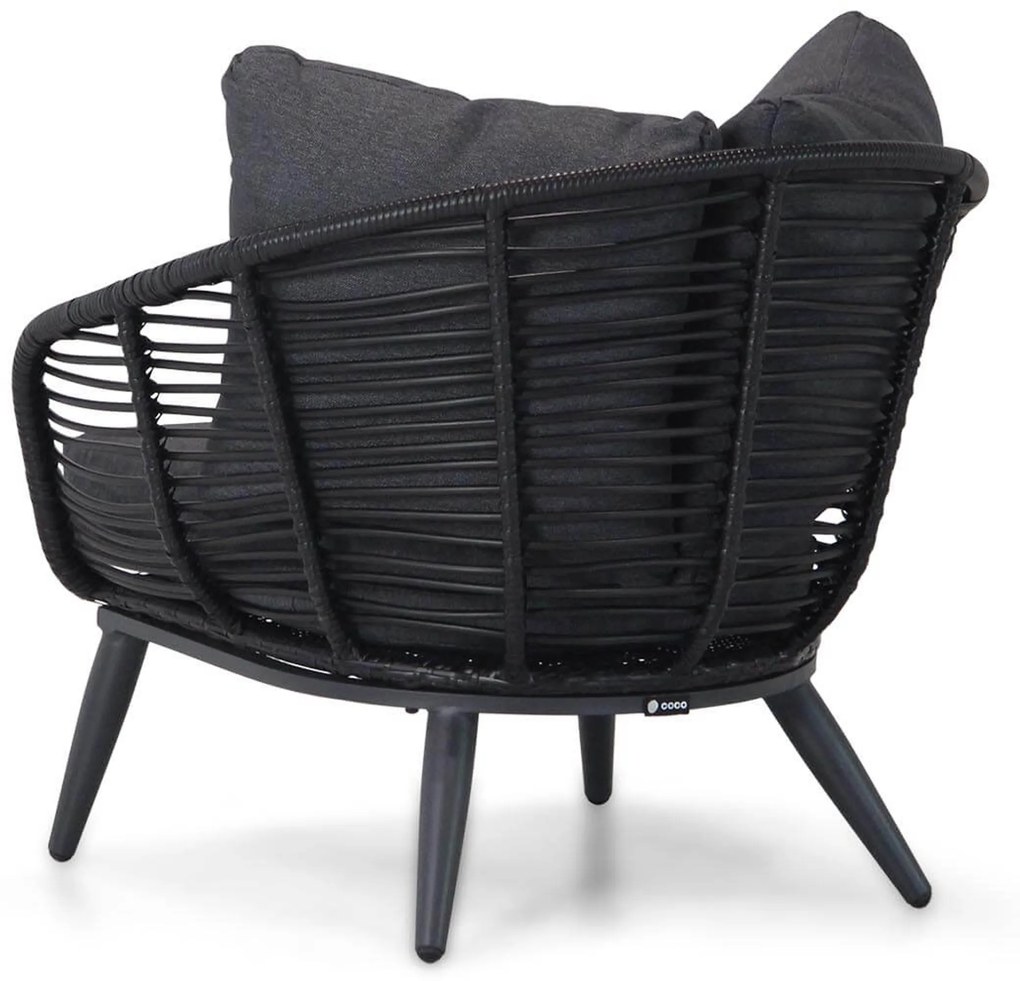 Stoel en Bank Loungeset 4 personen Aluminium/wicker Zwart Coco Coco Leonardo