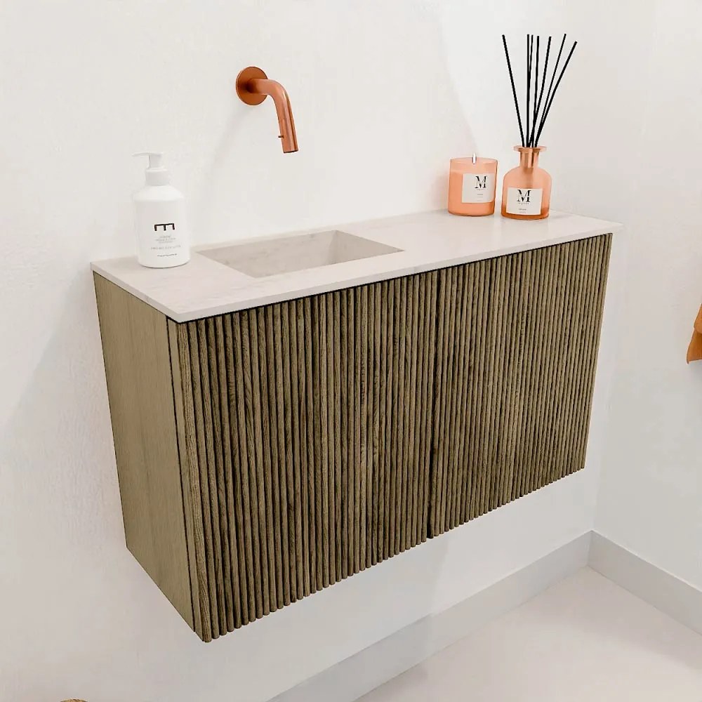 Mondiaz Joya DLux 70cm toiletmeubel dusk met wastafel faye links zonder kraangat meli
