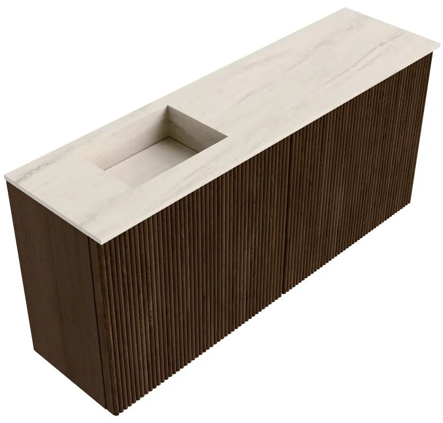 Mondiaz Joya DLux 90cm toiletmeubel walnut met wastafel faye links zonder kraangat meli
