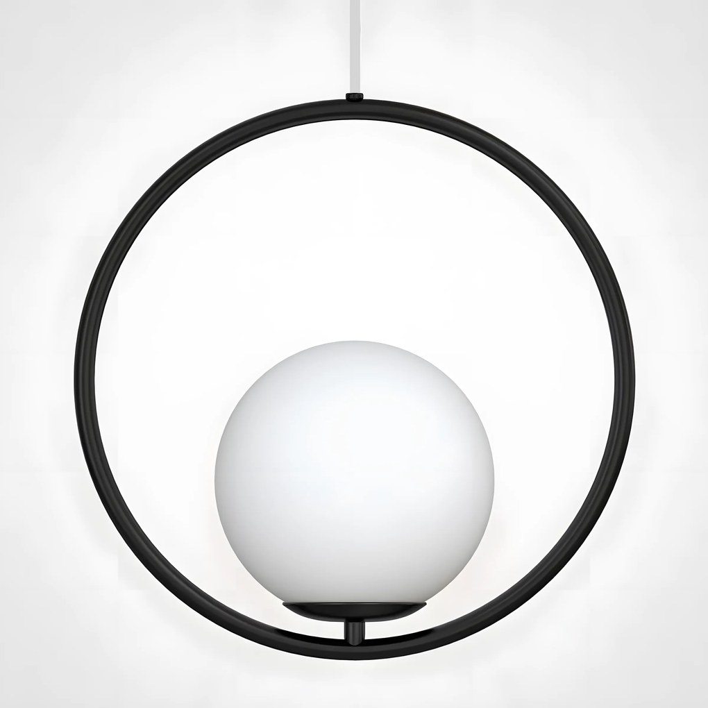 Plafondlamp Hangende Glazen Bol Wit Goud G110-1W BLACK WHITE