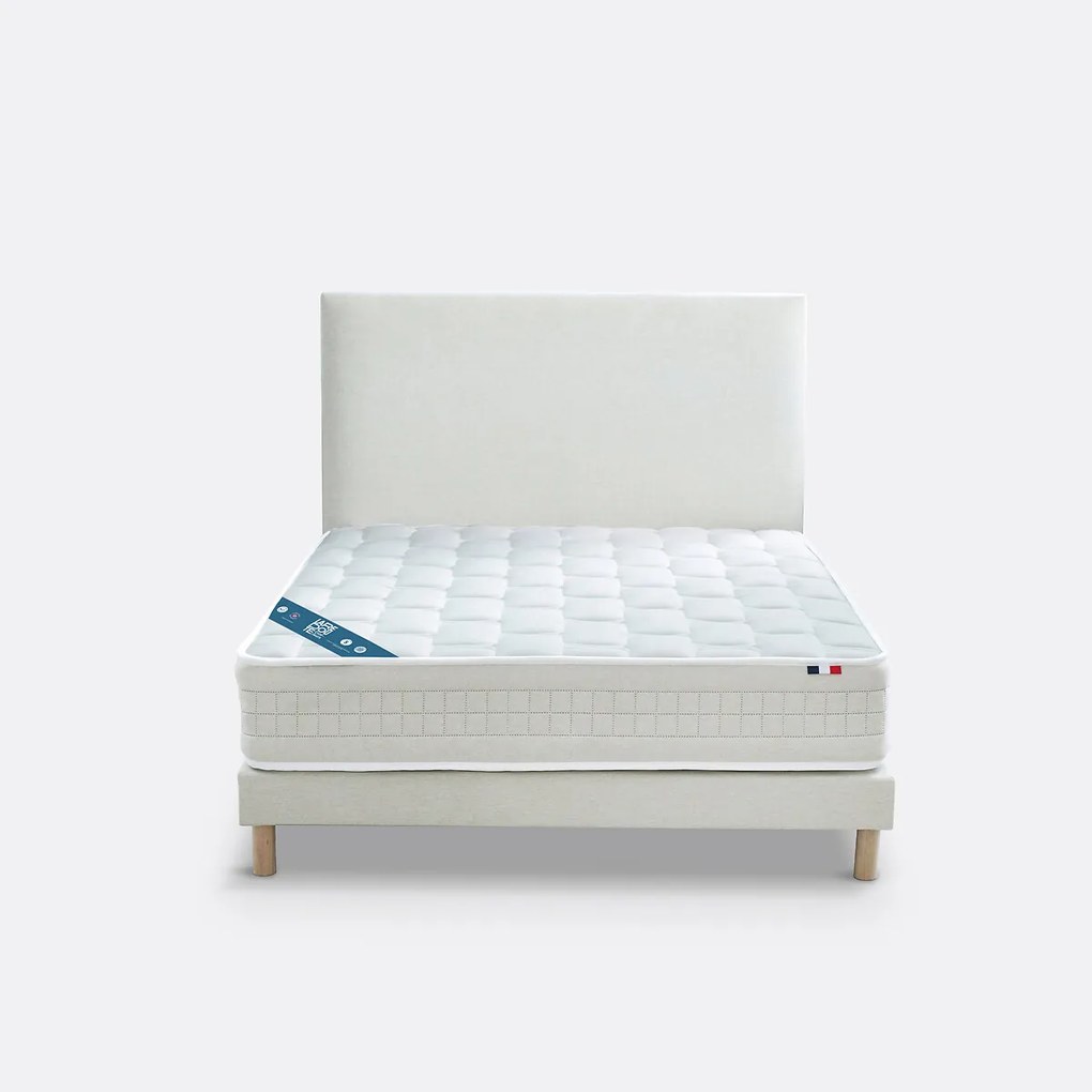 Pakket van matras met 616 veren, stevig ligcomfort, en lattenbodem, poten en hoofdbord