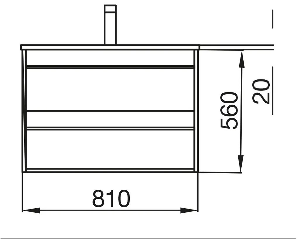 Muebles Resh badkamermeubel 80cm wit mat met zwarte wastafel zonder kraangat