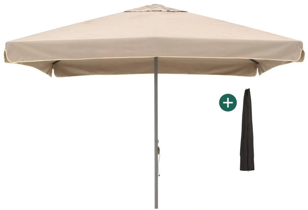 Parasol Shadowline Bonaire | Inclusief hoes | Vierkant | 350x350cm | Met katrol | Bruin | Kees Smit Tuinmeubelen