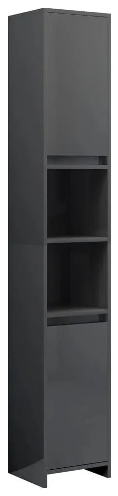 vidaXL Badkamerkast 30x30x183,5 cm spaanplaat hoogglans grijs