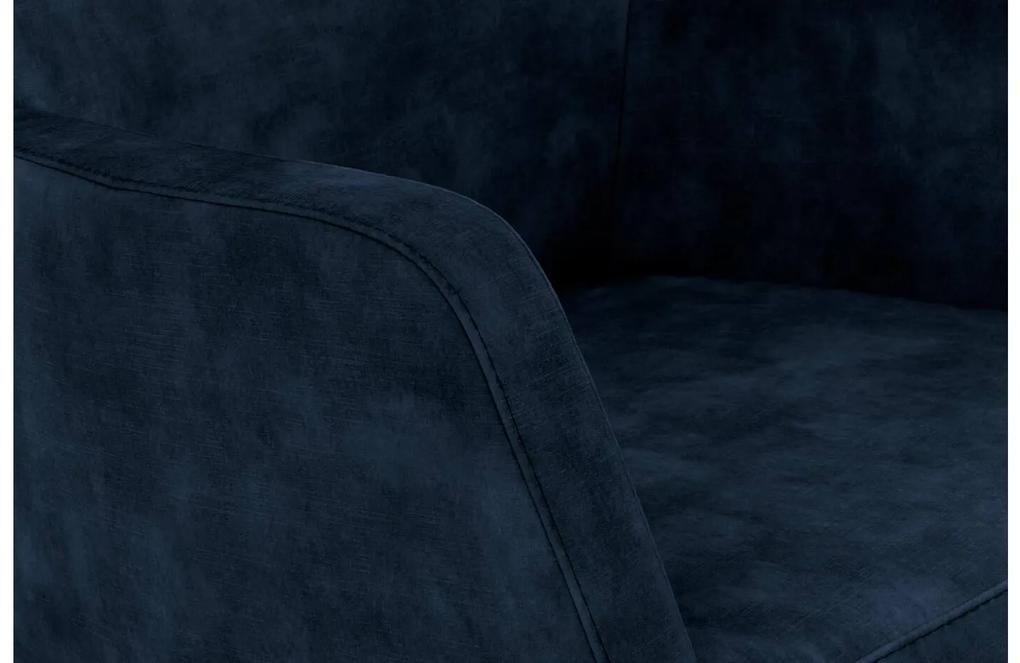 Goossens Eetkamerstoel Correct blauw stof met armleuning, stijlvol landelijk