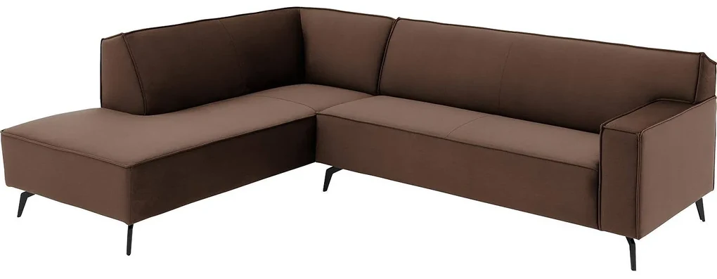 Goossens Basic Hoekbank Edolo bruin, stof, urban industrieel met ligelement links