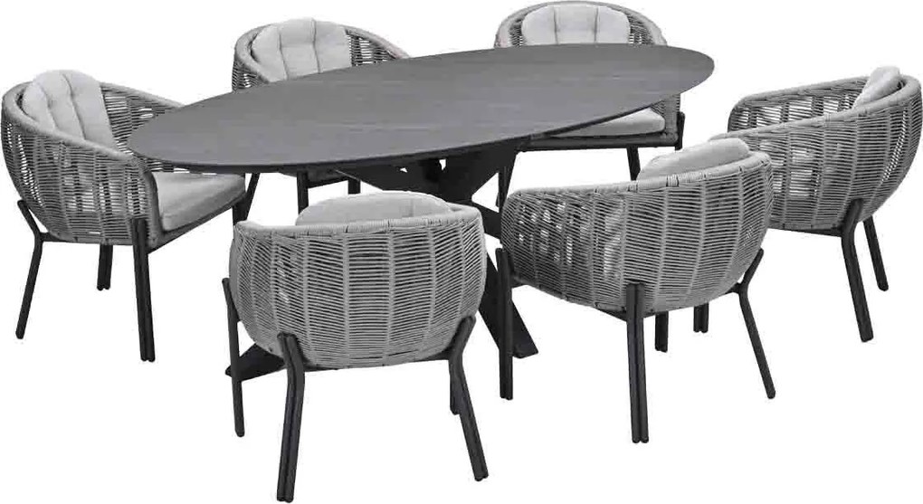 Garden Impressions Padula tuinset 7-delig - Scot tuintafel Napoli grey 230x115 cm