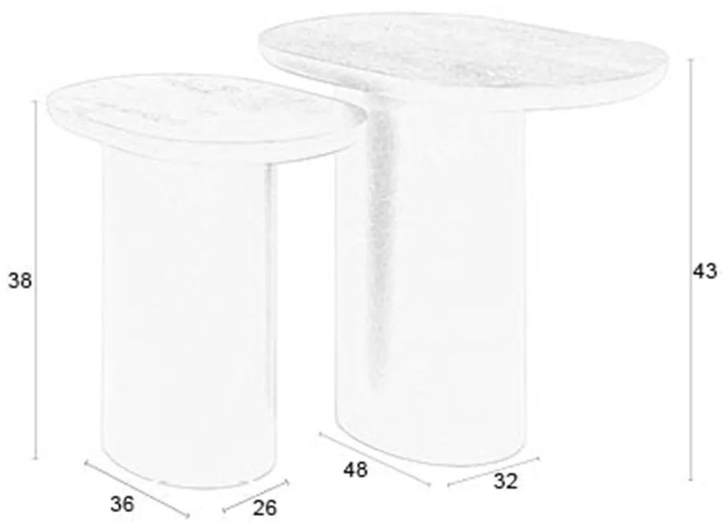 Tafeltjes Set Zwart Hout Organisch - 48 X 32cm.
