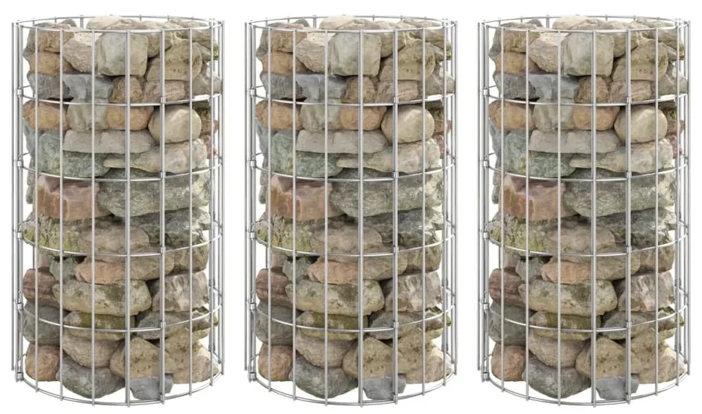 vidaXL Gabion plantenbakken 3 st rond verhoogd Ø30x50 cm staal