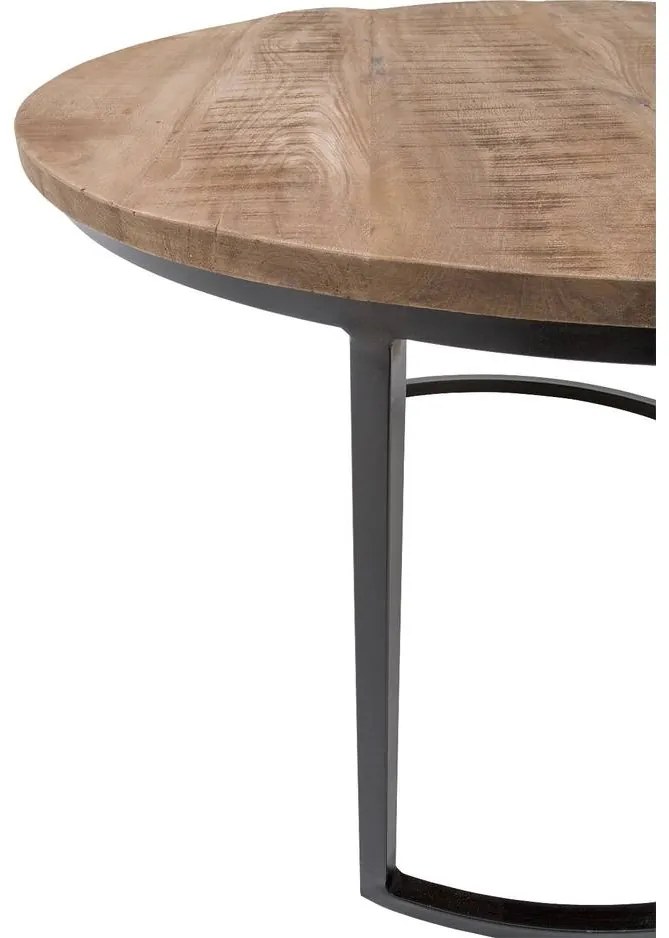 Goossens Salontafel Zida Xl rond, hout mango bruin, urban industrieel, 73 x 44 x 73 cm