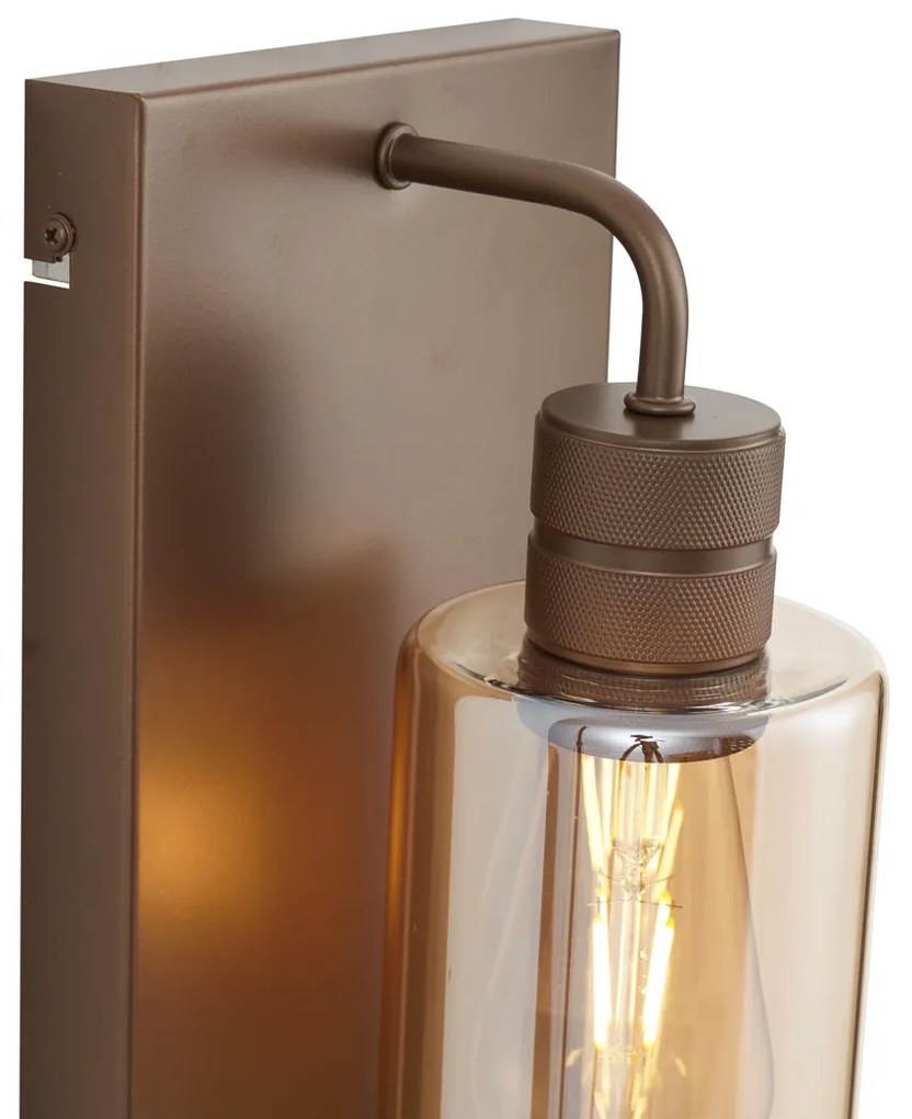 Hotel Chique wandlamp donker brons met amber glas - Stavelot