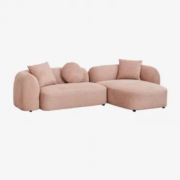 2-delige Modulaire Chaise Longue-bank Rechts, In Coco Chenille Stof Chenille Roze – Kwarts - Sklum
