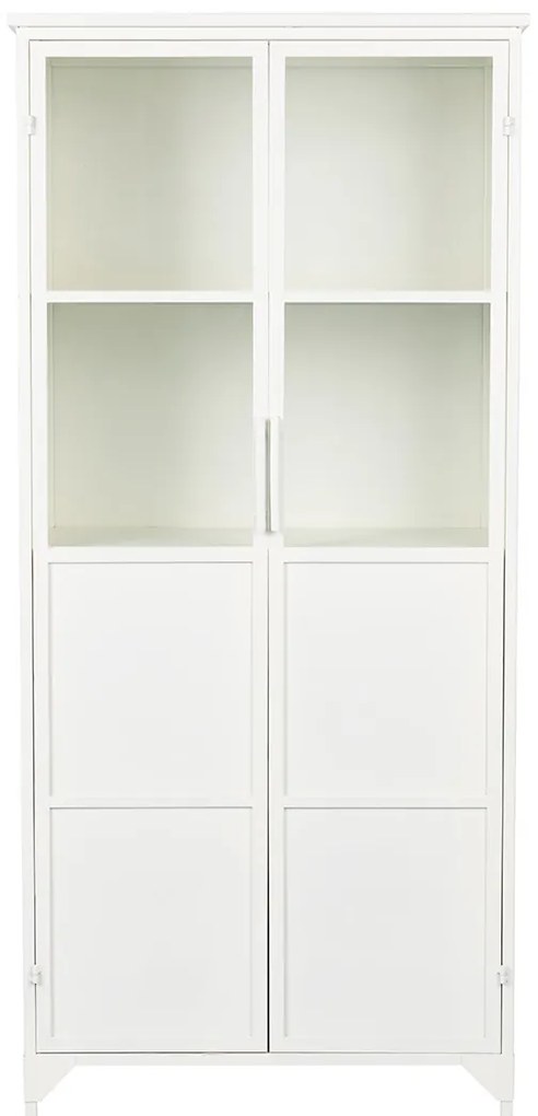 Witte Kast Van Ijzer En Glas - 68x35x150cm.