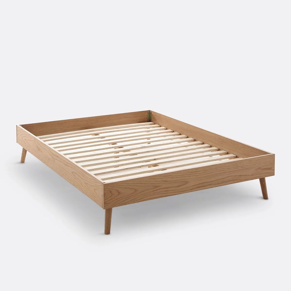 Bed met lattenbodem, eikenfineer, Miji