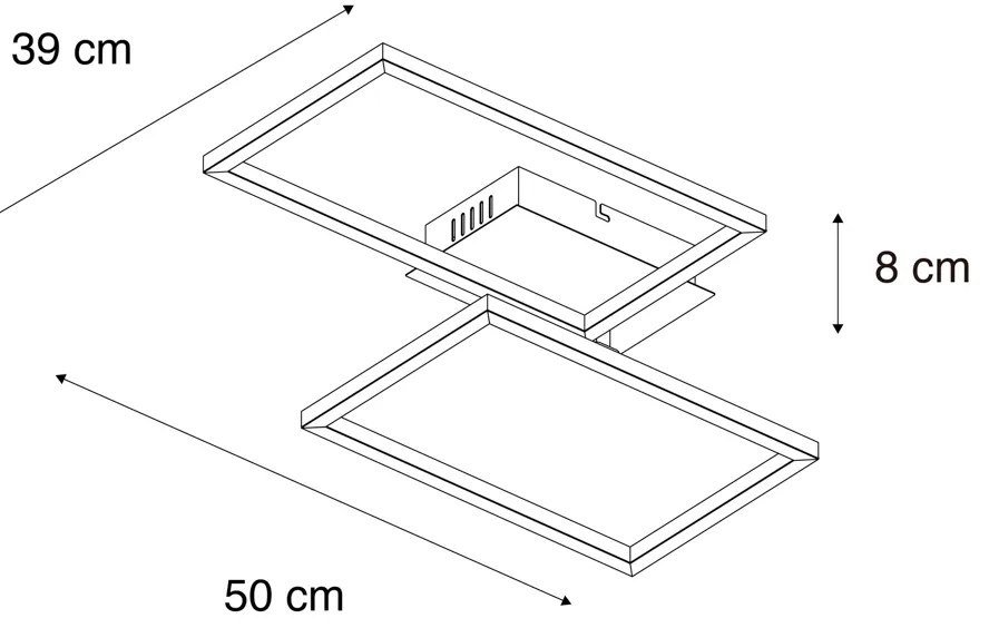 Plafondlamp vierkant zwart 3-staps dimbaar - Plazas Novo