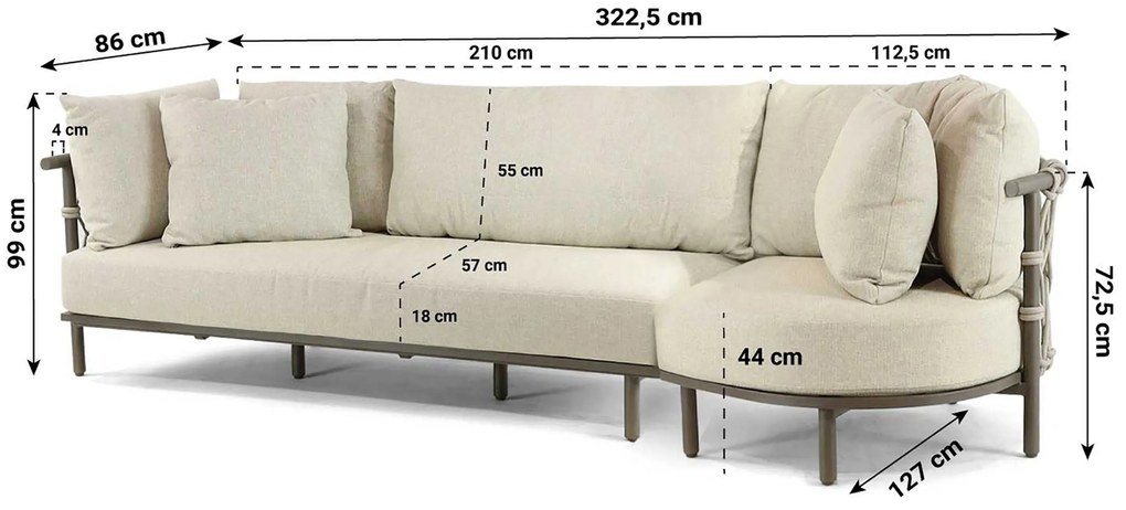 Loungeset tuin 5 personen Aluminium Taupe 4 Seasons Outdoor Ezra