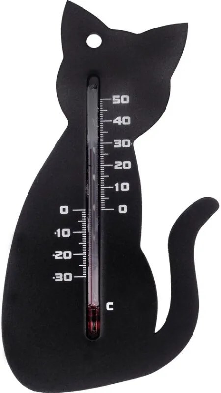 Muurthermometer - Kat - Thermometer - Zwart