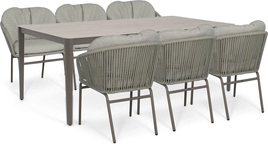 Tuinset 6 personen 210 cm Rope Taupe Coco Livo/Livo