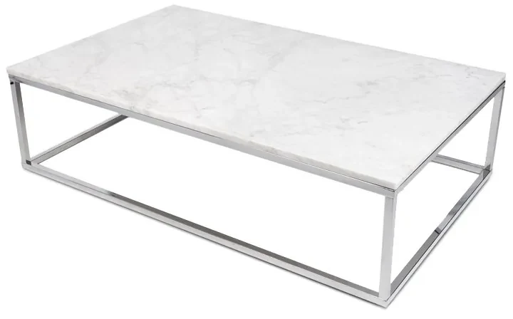 TemaHome Prairie Salontafel Wit Marmer Met Chroom - 120 X 75cm.