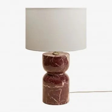 Diniz Tafellamp Van Natuursteen Wit Ø30 Cm - ↑20 Cm Arlina & Rood Marmer Cherry Gold - Sklum