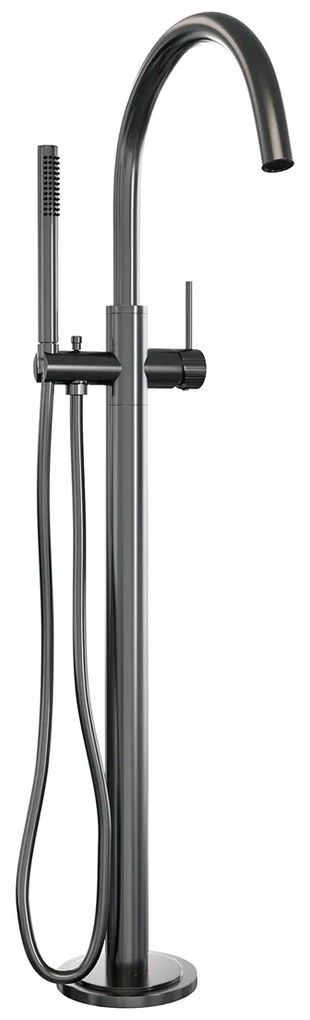 Brauer Stripe vrijstaande badmengkraan met staafhanddouche gunmetal geborsteld PVD