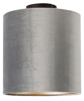 Stoffen Klassieke Spot / Opbouwspot / Plafondspot grijs met taupe - Combi Klassiek / Antiek E27 cilinder / rond Binnenverlichting Lamp