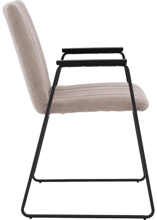 Goossens Eetkamerstoel Manta beige stof met armleuning, urban industrieel