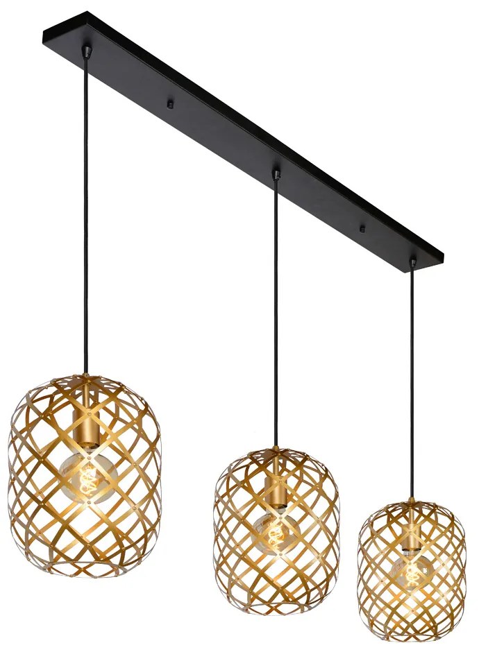 Lucide Wolfram hanglamp 110cm 3x E27 goud mat