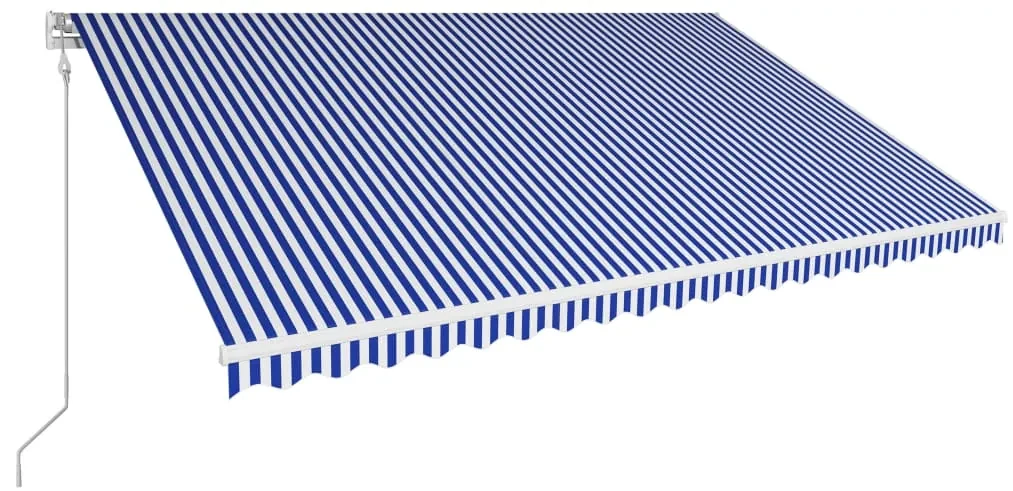 vidaXL Luifel automatisch uittrekbaar 500x300 cm blauw en wit