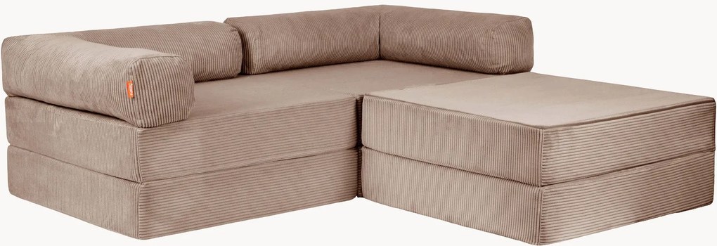 Modulaire ribfluwelen hoekbank Family Funzy
