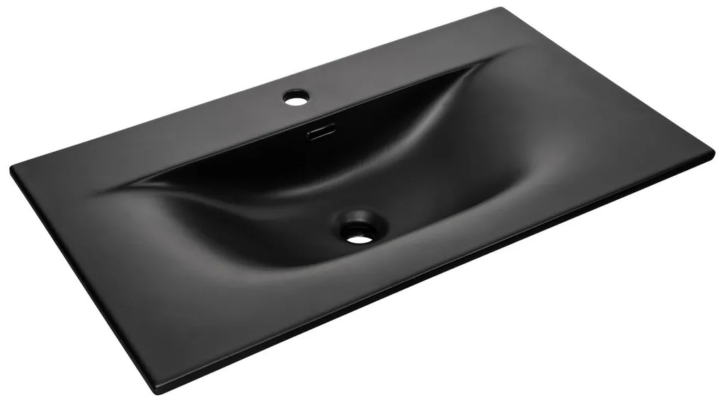 Comad Ocean Black badmeubel 80cm met 2 lades en wastafel zwart mat