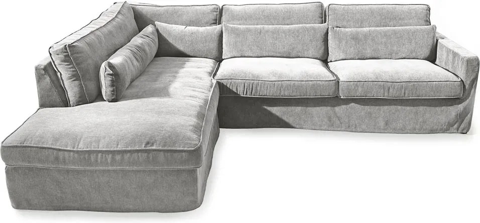 Rivièra Maison - Brompton Cross Corner Sofa Chaise Longue Left, velvet, platinum - Kleur: grijs