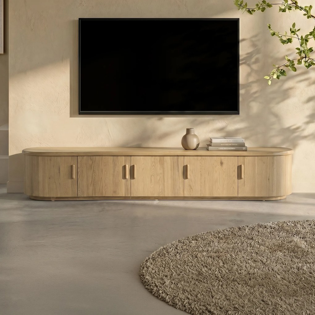 Eiken Tv-meubel Organische Vorm 240 Cm Naturel - 240x42x43cm.