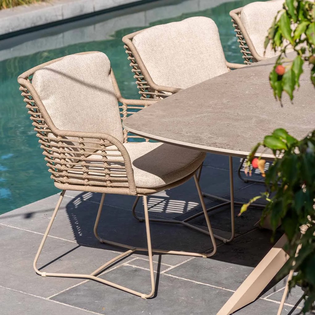 4 Seasons Fabrice tuinset 7-delig - Prado tuintafel 240x105 cm - ceramic sabbia latte