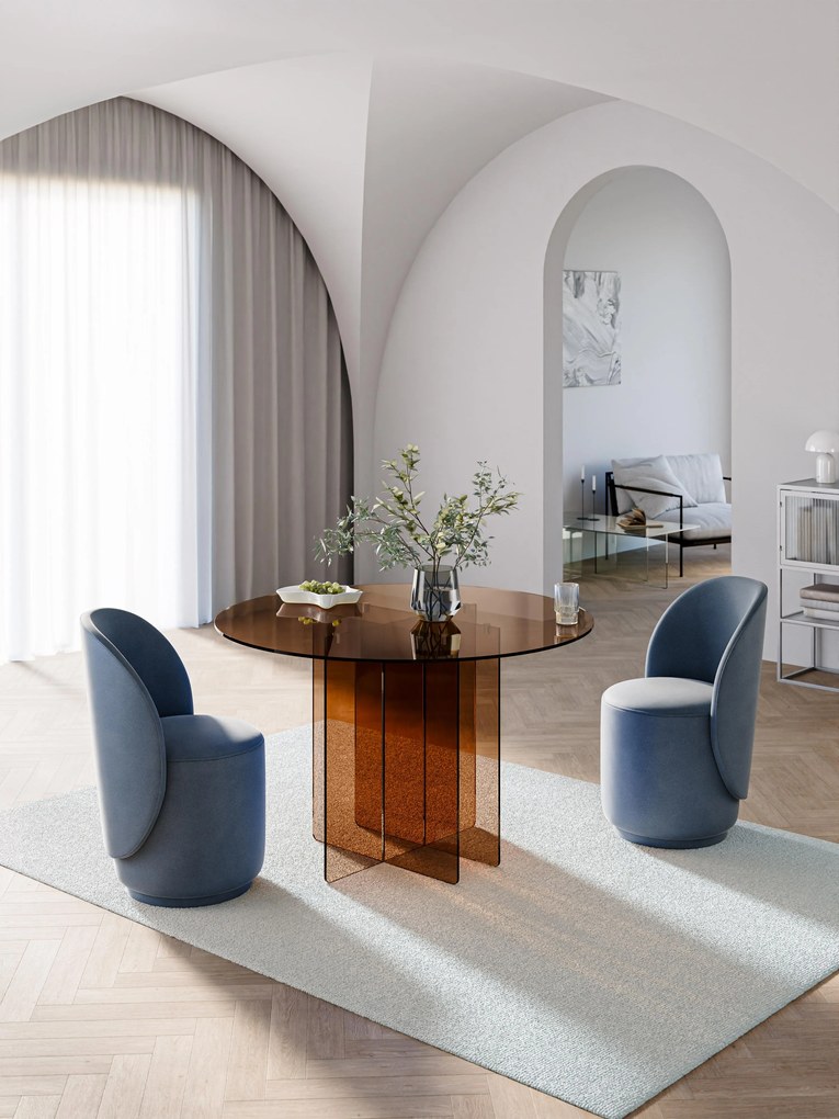 Ronde glazen eettafel Anouk, Ă 120 cm