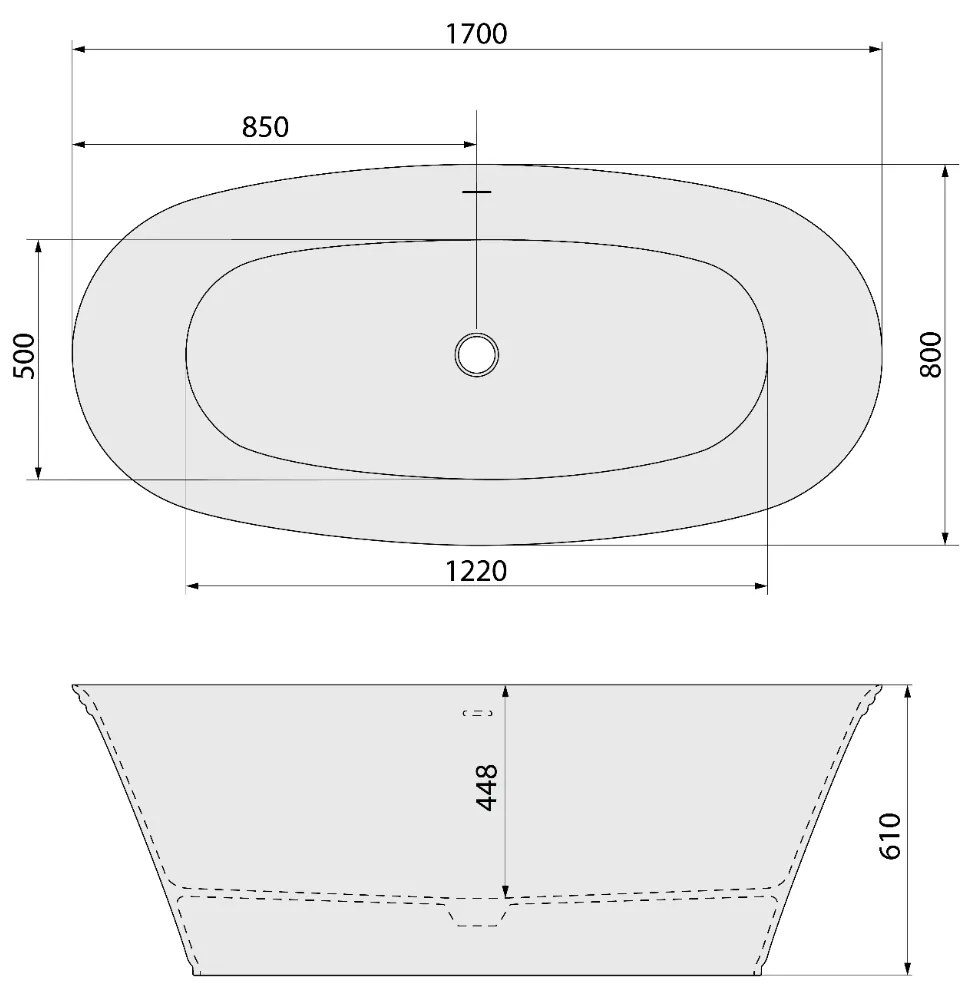 Polysan Florina vrijstaand bad wit mineraalmarmer 170x80cm