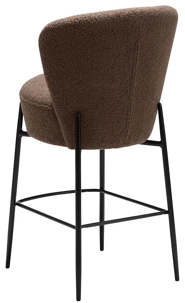 Dan-Form Orbit Barkruk Bruin Boucle Met Hoge Ronde Rugleuning