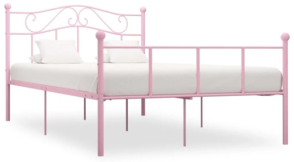 vidaXL Bedframe metaal roze 140x200 cm