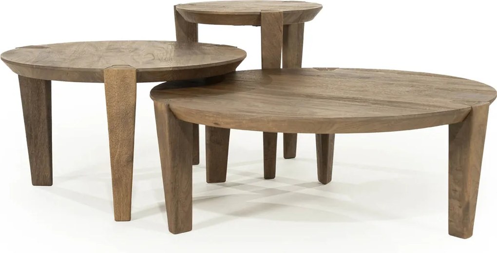 Ronde Bijzettafel Mangohout - 40 X 40cm.