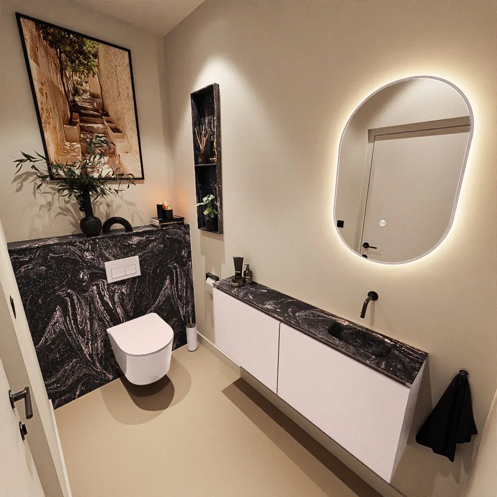 Mondiaz Ture DLux toiletmeubel 120cm rosee met wastafel lava rechts zonder kraangat