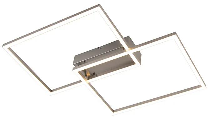 Plafonnière aluminium incl. LED en afstandsbediening - Plazas 2 Design, Modern vierkant Binnenverlichting Lamp