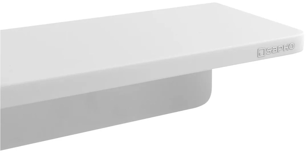 Sapho Abeline rockstone plank met glas en zwarte zeepdispenser 100cm wit