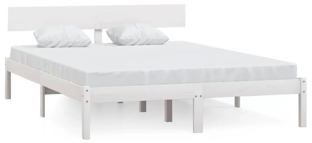 vidaXL Bedframe massief grenenhout wit 120x190 cm UK Small Double