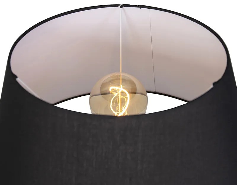 Industriële vloerlamp op houten driepoot met zwarte kap - Rio Industriele / Industrie / Industrial E27 rond Binnenverlichting Lamp