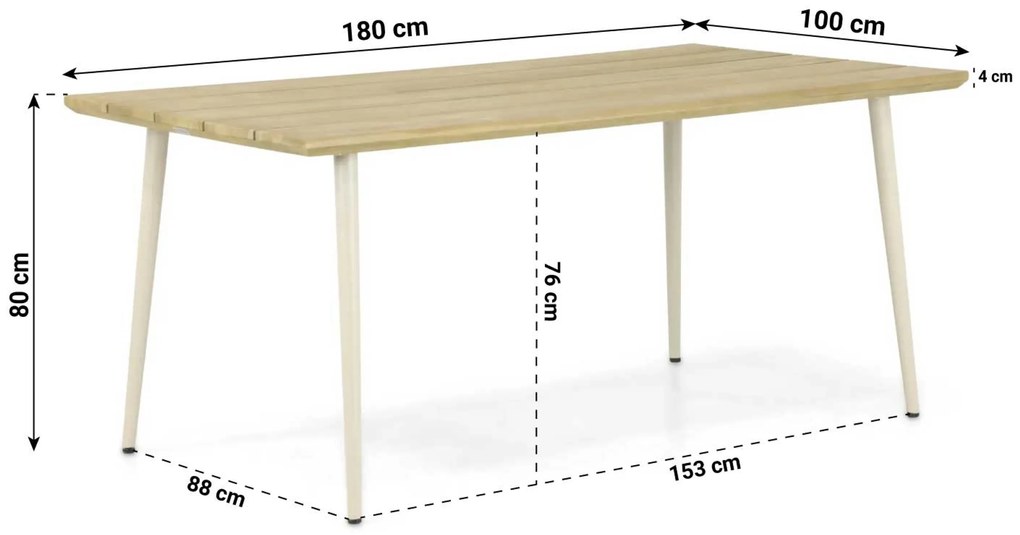 Dining Tuintafel rechthoekig 180 x 100 cm Aluminium/teak Taupe Montana